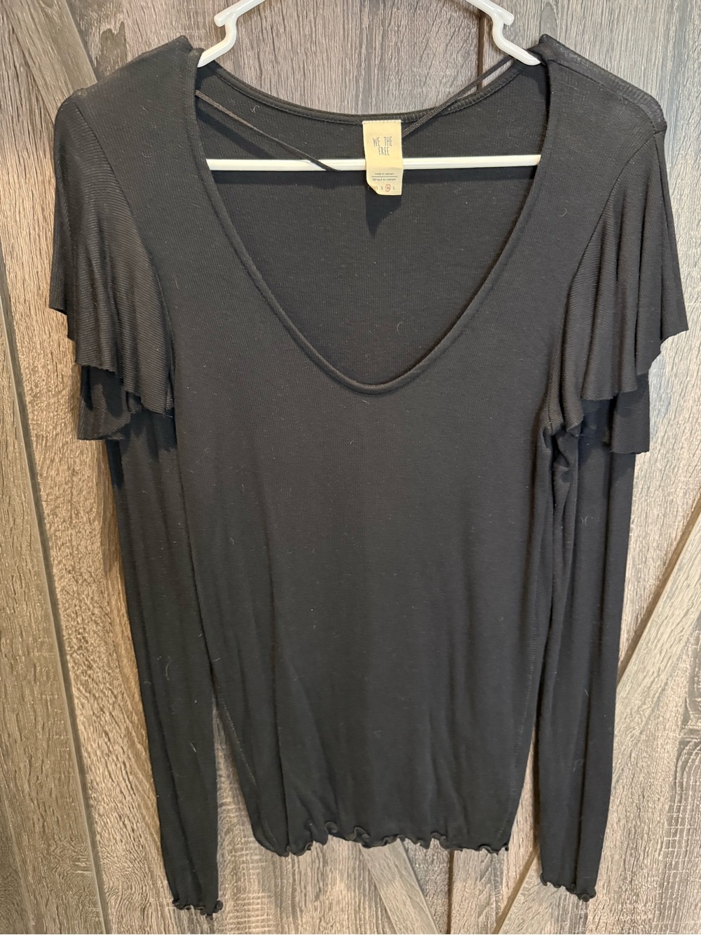 Free People Long-Sleeve Ruffle Shoulder Top